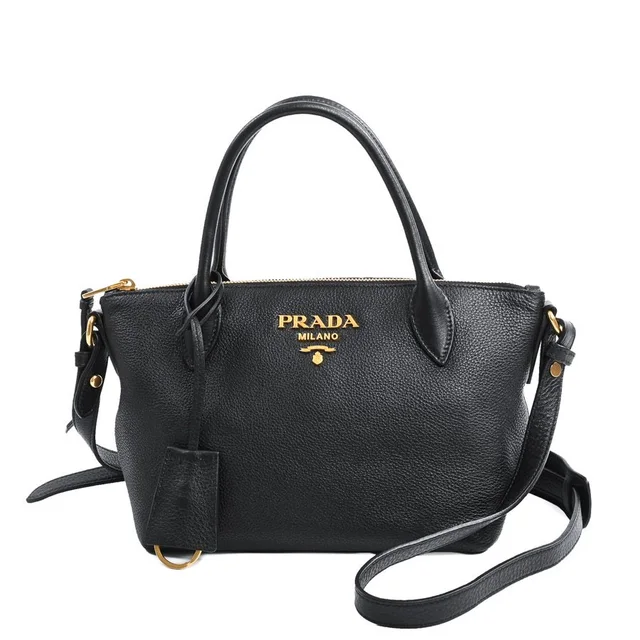 Prada Handbag 2-Way Black in Black Leather from The Reluxe