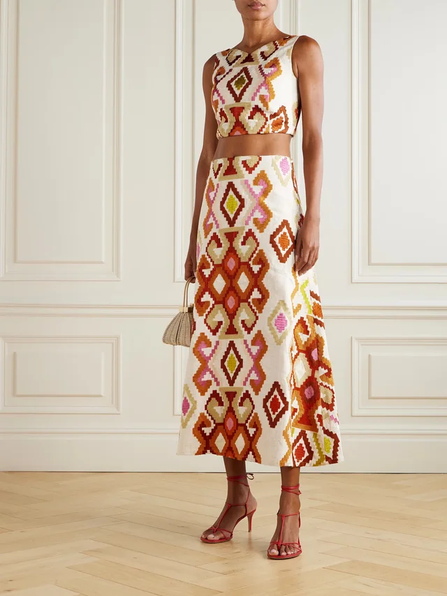 MARTA FERRI Santorini embroidered linen-blend midi skirt, photo 2 of 2 from NET-A-PORTER (Canada)