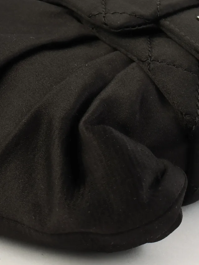 Chanel 2008 Vintage Satin 2.55 Ribbon Chain Shoulder Bag Black in Black Satin from VINTAGE QOO TOKYO, photo 8 of 11