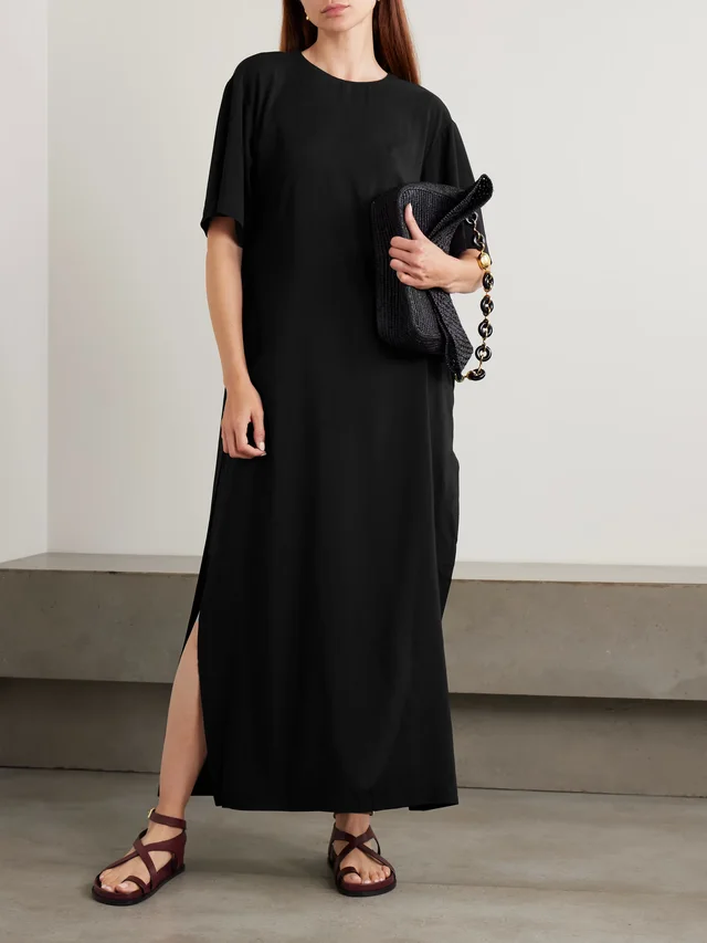 ST. AGNI Crepe de chine maxi dress in Black, photo 2 of 2 from NET-A-PORTER (Canada)