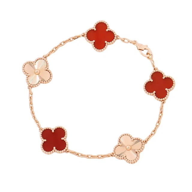 Van Cleef & Arpels Vintage Alhambra Bracelet 5 motifs guillocheVCARP7RP00 18K Pink Gold in Pink from GALLERY RARE