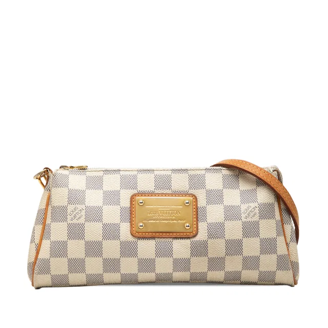 White Louis Vuitton Damier Azur Eva Satchel in White Canvas from Designer Revival