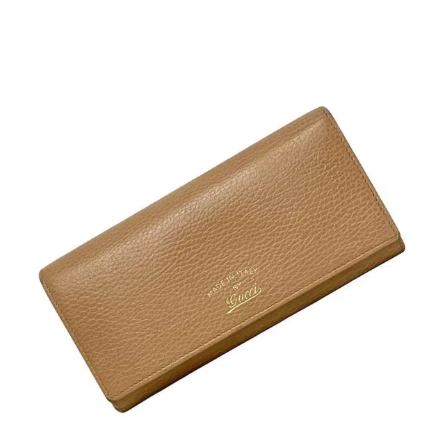 Gucci Bifold Wallet Beige Swing Leather Hook Long in Beige Leather from The Reluxe