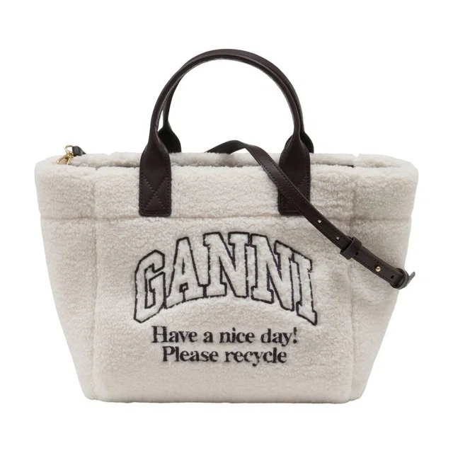 GANNI Quilted Synthetic Tote Bag — White in White Leather from HEWI