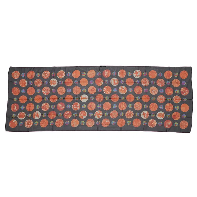 Hermès Silk Muslin Long Stole Borduk Black/Orange/Multicolor Silk100% in Black Silk from GALLERY RARE