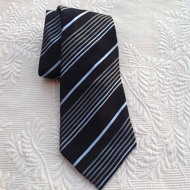 Giorgio Armani Neck Tie Stripes Black + Blue + Grey Rep Cravate Contemporary in blue|black Silk from Poshmark