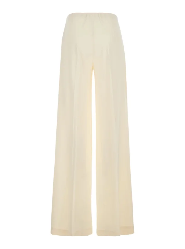 JUCCA White Fabric Elasticated Waist Pants for Women in White, photo 3 of 6 from Gaudenzi Boutique