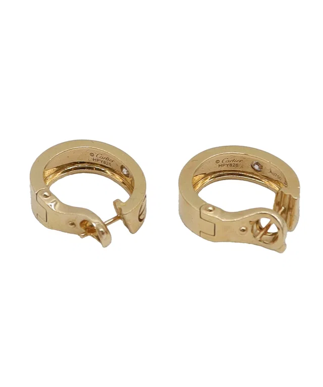Cartier Love Hoop Yellow Gold Earrings Classic Model 2 Diamonds (Pierced) in Yellow Leather from Luxury Promise