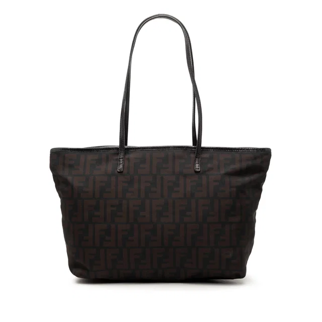 Black Fendi Small Zucca Nylon Roll Tote in Black Nylon from Designer Revival