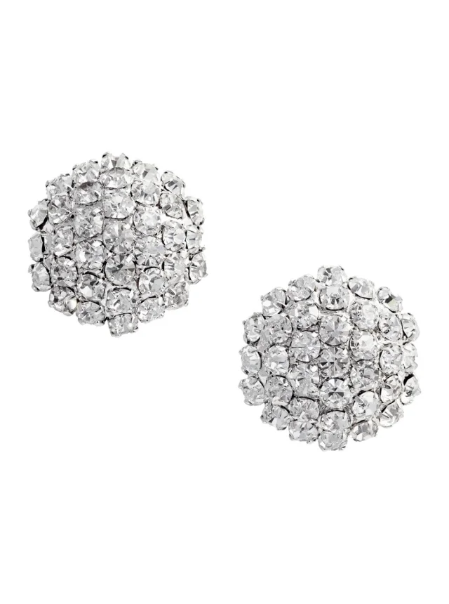Silver Color All-Over Crystal Decoration Earrings for Women, image 1 of 1 from Gaudenzi Boutique