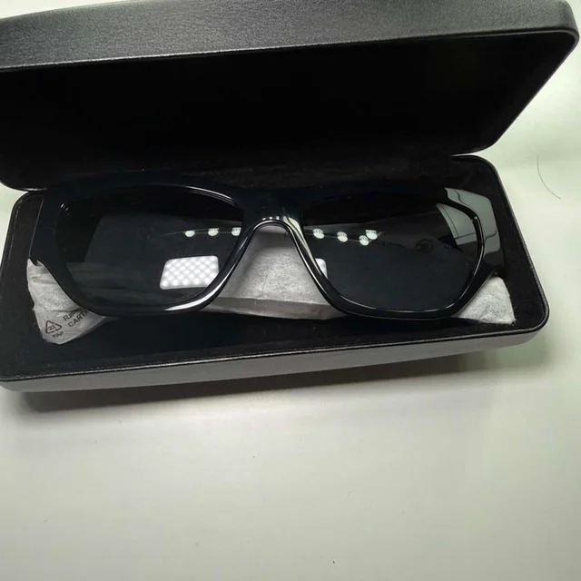 Versace Men's Cat eye Sunglasses - Black/Silver in black|gray|silver from Depop, photo 2 of 4