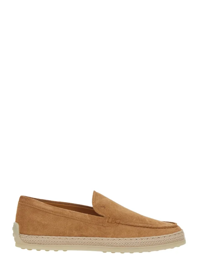 Brown Loafers with Embossed Logo in Suede Woman in Brown, image 1 of 1 from Gaudenzi Boutique