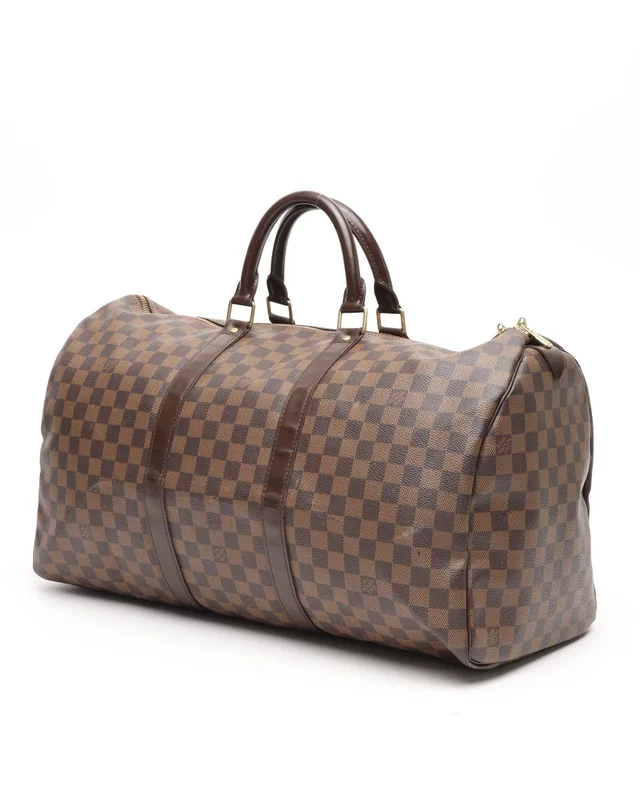Louis Vuitton Damier Ebene Keepall 50 Weekend Bag in Brown Coated canvas from A Retro Tale, photo 3 of 14