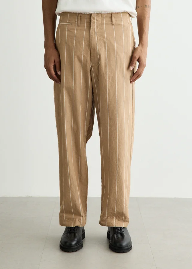 Beams Plus WORK Wide Stripe Trousers in Brown from Incu, photo 1 of 1