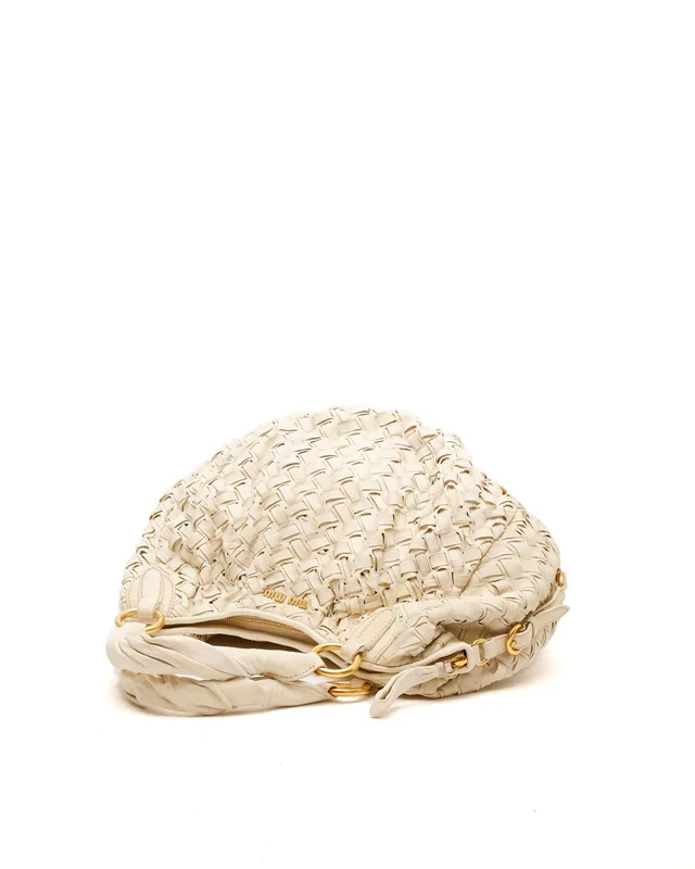 Miu Miu Leather Woven Handle Bag in Woven leather from A Retro Tale, photo 4 of 9