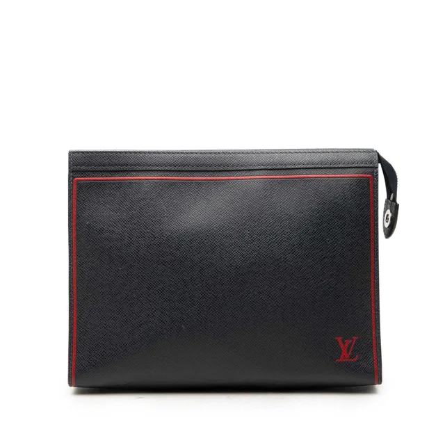 Blue Louis Vuitton Taiga Pochette Voyage MM Clutch Bag in Blue Leather from Designer Revival