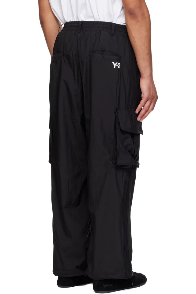 Y-3 Black Nylon Wired 3 Stripes Cargo Pants, photo 3 of 4 from SSENSE