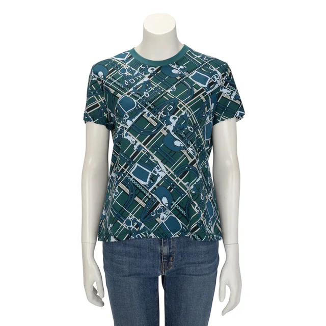 Hermès Cotton Brides de Gala T-Shirt FR 42 in Green from Blue Spinach