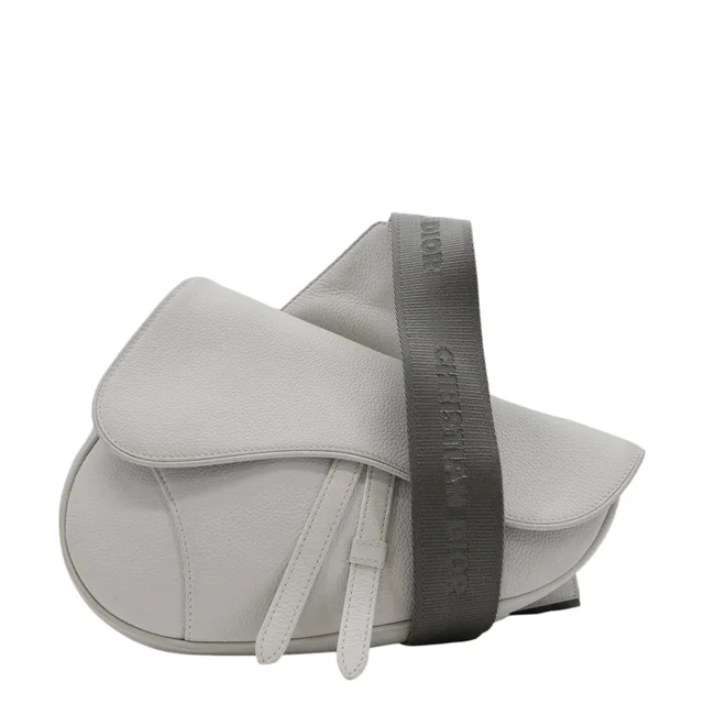 Dior Mens Saddle Grained Calfskin Leather Satchel Bag White in White Caviar leather from Dallas Designer Handbags