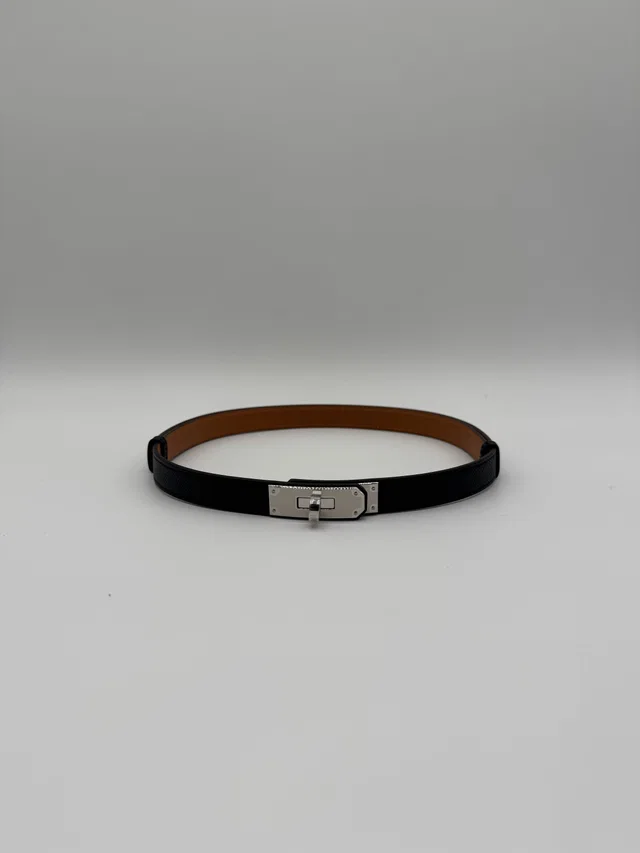 Hermès Kelly 18 Belt Noir Palladium Hardware in Black from Luxury Promise