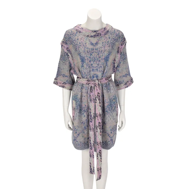 Chanel Knit Sequin Belted S/ Sweater Dress FR 40 in Pastel Wool from Blue Spinach