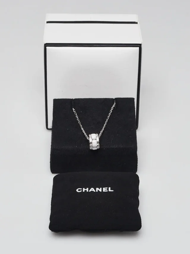 Chanel 18k White Gold Ceramic and Diamond Ultra Pendant Necklace in White Ceramic from Yoogis, photo 2 of 6