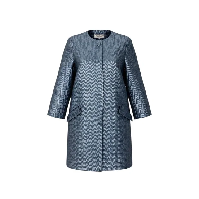 Dior Color Coat Metallic Herringbone 9 Sizes Blue Gray in Blue from The Reluxe