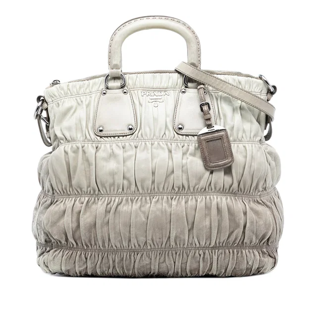 Gray Prada Nappa Gaufre Ombre Satchel in Grey Nappa leather from Designer Revival