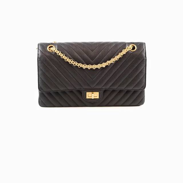 Chanel Reissue 2.66 Chevron Aged Calfskin Black in Black Calfskin from The Purse Affair
