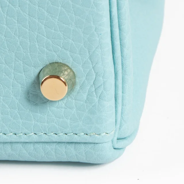 Hermès Kelly 28 Bleu Atoll Clemence GHW in Blue Clemence leather from Labellov, photo 14 of 17