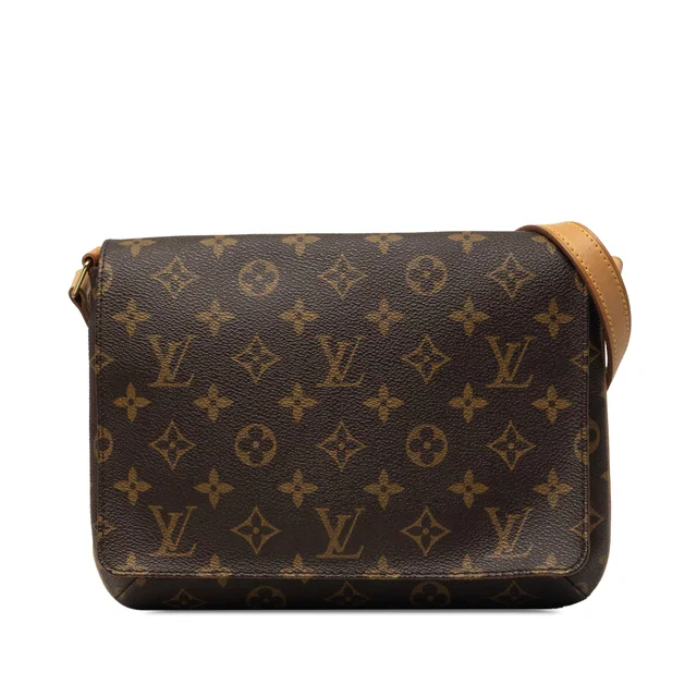 Brown Louis Vuitton Monogram Musette Tango Short Strap Shoulder Bag in Brown Coated canvas from Designer Revival