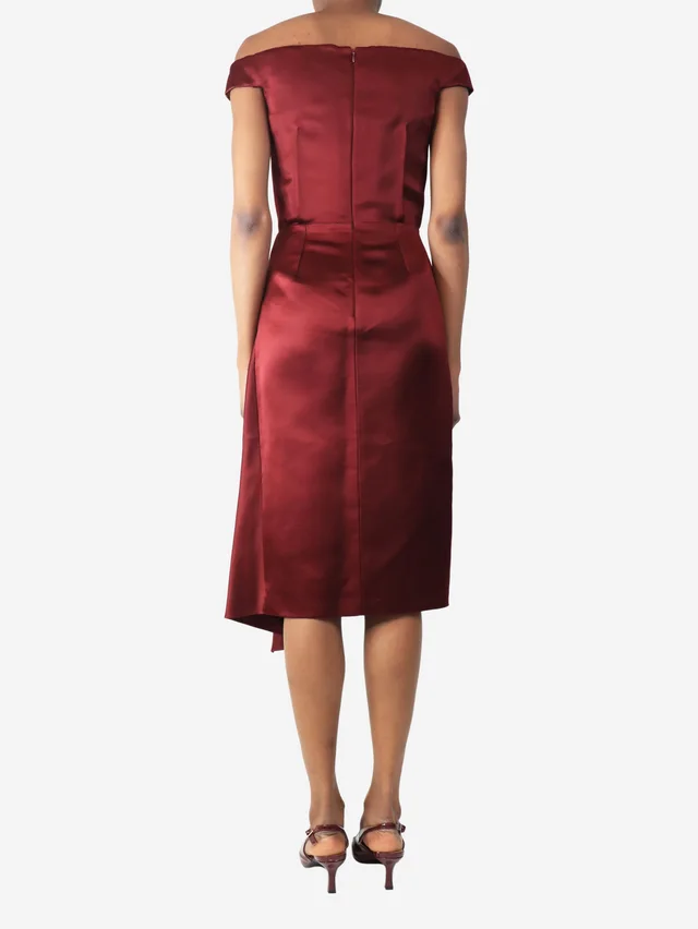 Alexander McQueen Burgundy satin mid dress - size 6 in Burgundy Satin from Sign of the Times, photo 2 of 2
