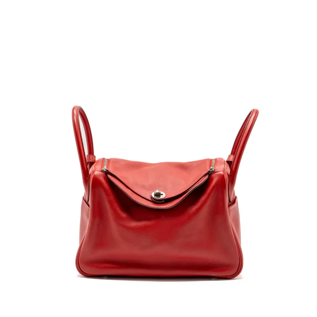 Hermès lindy 30 swift red SHW stamp X in Red Swift leather from EMIER