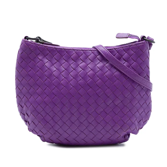 Purple Bottega Veneta Small Nappa Intrecciato Crossbody in Purple Nappa leather from Designer Revival