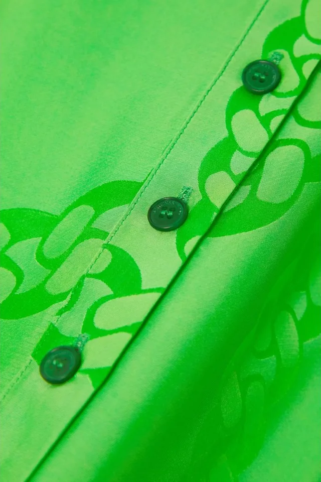 Stella McCartney Satin-Jacquard Shirt in Green, photo 5 of 5 from THE OUTNET
