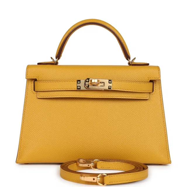 Hermès Kelly Sellier 20 Jaune Ambre Epsom Gold Hardware in Yellow Epsom leather from Madison Avenue Couture
