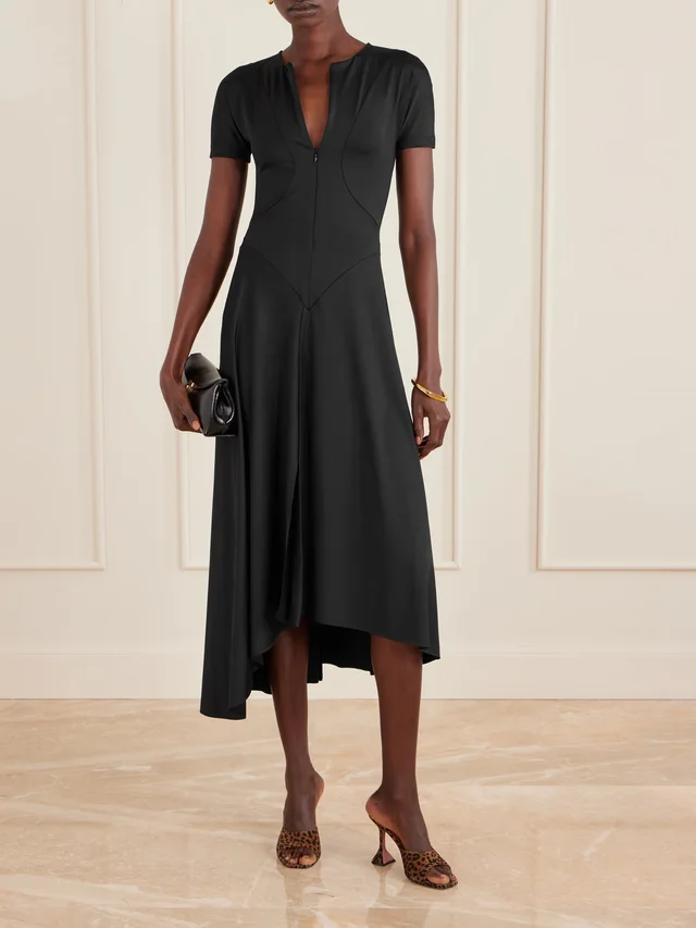 VICTORIA BECKHAM Stretch-jersey zip-up midi dress in Black, photo 2 of 2 from NET-A-PORTER (Canada)