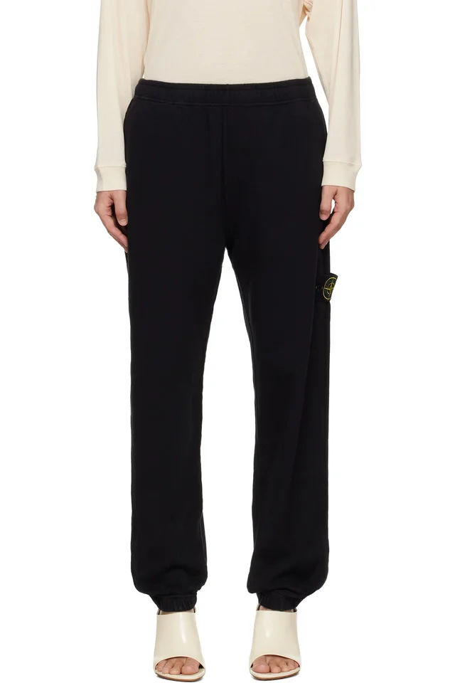 Stone Island Black 6200012 Malfilé Fleece 'Old' Effect Sweatpants, image 1 of 1 from SSENSE