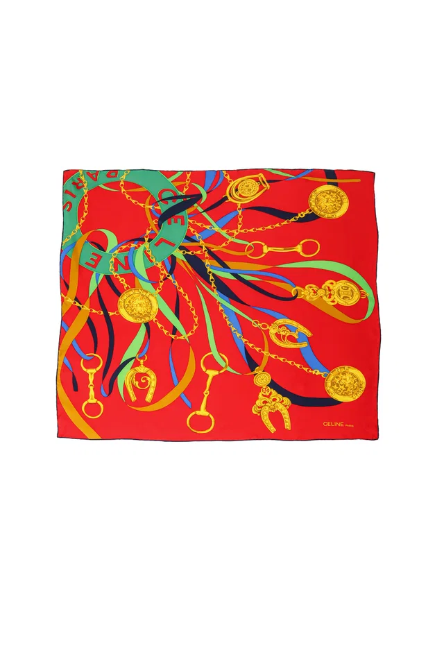 Celine Ribbon Chain Link Print Scarf in Silk from Recess LA