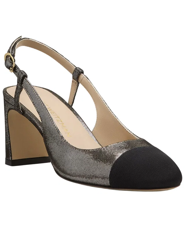 Stuart Weitzman Babette Cap-Toe Leather & Grosgrain Slingback 60 Pump, image 1 of 1 from Gilt