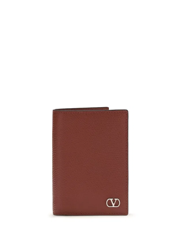 Valentino Garavani Vlogo Signature Leather Card Case — Red Calf Bos Taurus Wallet in Red Leather from HEWI