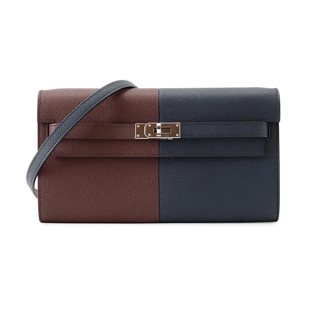 Hermès Kelly Wallet Long To Go Casaque Blue Indigo/Rouge Sellier/Rose Texas Epsom in Red Epsom leather from GALLERY RARE