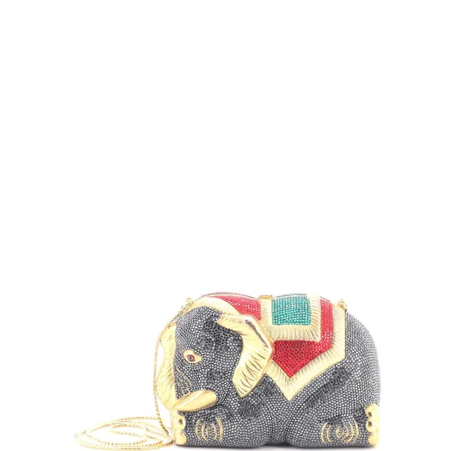 Judith Leiber Elephant Minaudiere Crystal Small in black Leather from Rebag