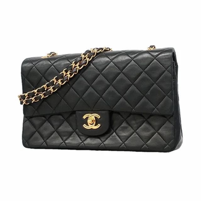 Chanel Shoulder Bag Quilted Lambskin Black Gold in Black Lambskin from The Reluxe