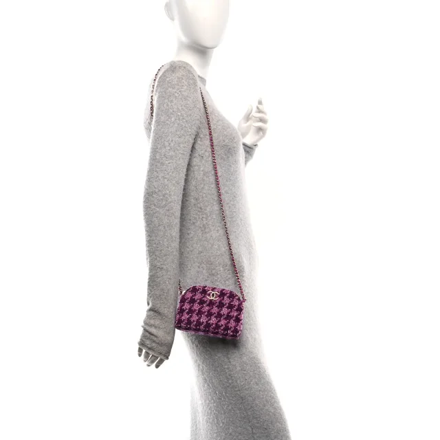 Chanel Quilted Mini Clutch in Purple Tweed from FASHIONPHILE, photo 2 of 11