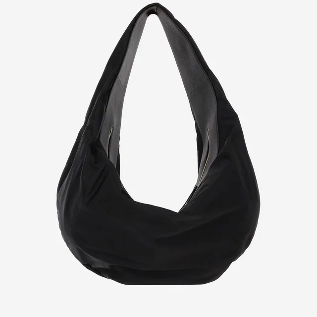 Khaite Nylon And Calfskin Hobo Bag — Black in Black Calfskin from HEWI