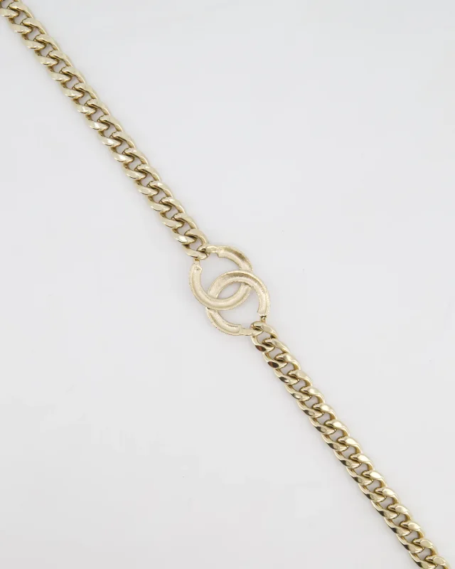 Chanel CC Gold Plated Curb Chain Necklace with CC Crystal Logo Detail in Gold from Sellier, photo 4 of 6