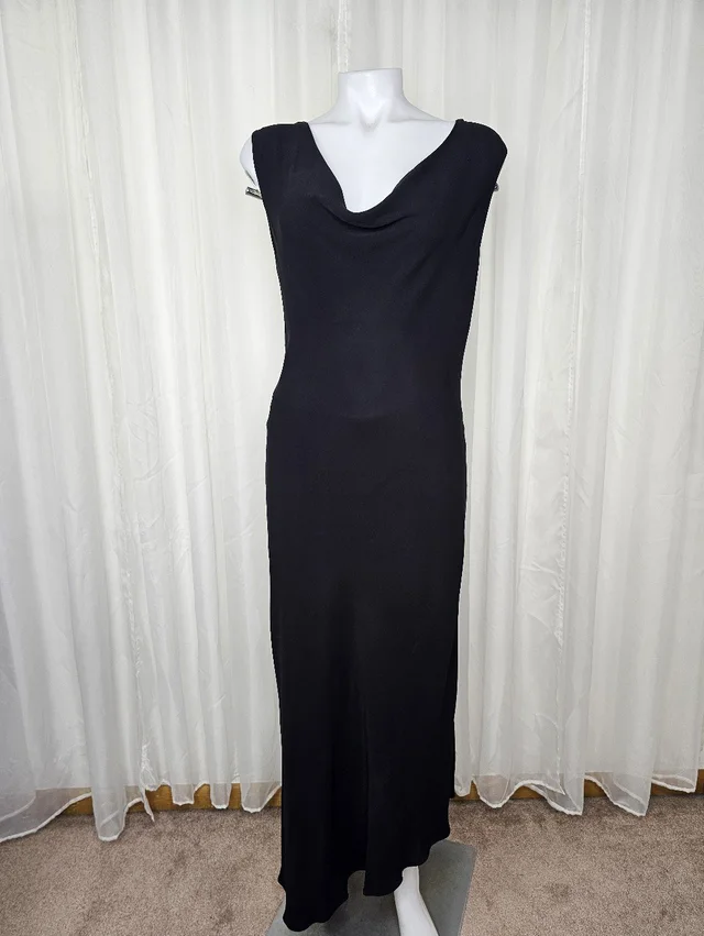 Pianoforte Di Maxmara Black Cowl Neck Asymmetric Hem Formal Evening Dress Us14 in black from Poshmark