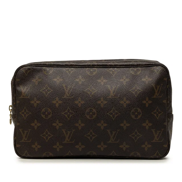 Brown Louis Vuitton Monogram Trousse Toilette 28 Clutch Bag in Brown Coated canvas from Designer Revival