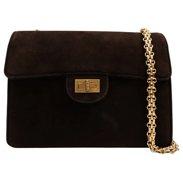 Chanel Suede 2.55 Chain Shoulder Bag, Brown, circa 1998 in Brown Suede from VINTAGE QOO TOKYO